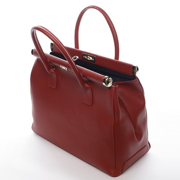 Módna originálna dámska kožená kabelka do ruky tmavo červená - ItalY Hila