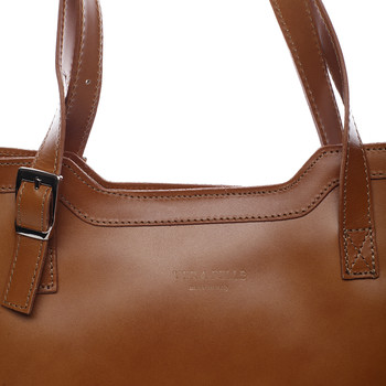 Hnedá elegantná kožená kabelka ItalY Melisa