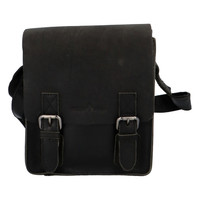 Pánska kožená crossbody taška čierna - Greenwood Chemis