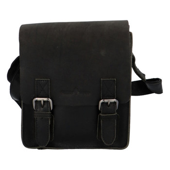 Pánska kožená crossbody taška čierna - Greenwood Chemis