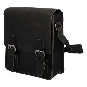 Pánska kožená crossbody taška čierna - Greenwood Chemis