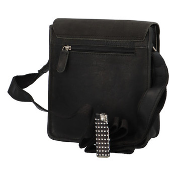 Pánska kožená crossbody taška čierna - Greenwood Chemis