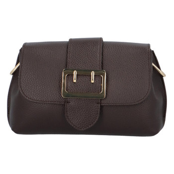 Dámska kožená kabelka cez plece tmavohnedá - ItalY Simonna