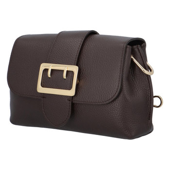Dámska kožená kabelka cez plece tmavohnedá - ItalY Simonna