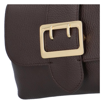 Dámska kožená kabelka cez plece tmavohnedá - ItalY Simonna