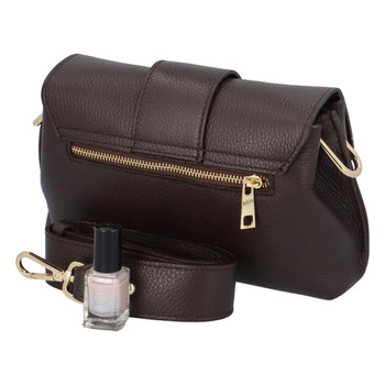 Dámska kožená kabelka cez plece tmavohnedá - ItalY Simonna