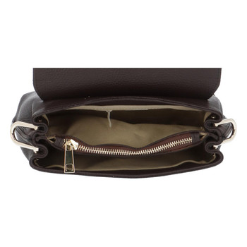 Dámska kožená kabelka cez plece tmavohnedá - ItalY Simonna