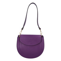 Dámska kožená kabelka cez rameno fialová - ItalY Amanda