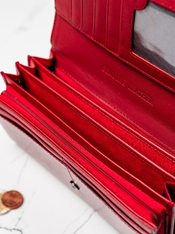 Dámska peňaženka kožená lakovaná červená - Cavaldi H201