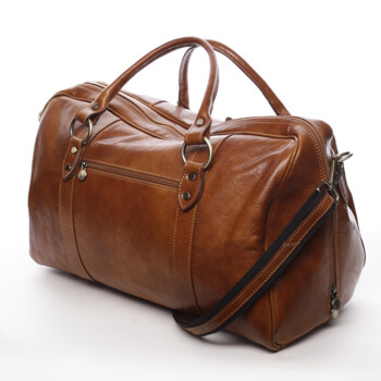 Cestovná kožená taška koňaková - Delami Vera Pelle Equado