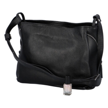 Dámska kožená crossbody kabelka čierna - Delami Carfiana