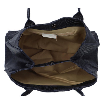 Dámska kožená kabelka cez plece tmavomodrá - ItalY Brittany Snake