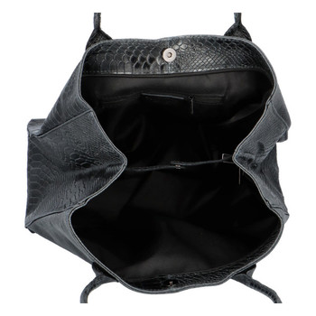 Dámska kožená kabelka cez plece čierna - ItalY Brittany