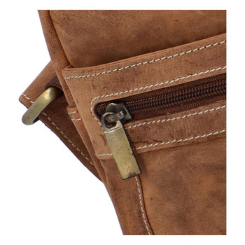 Pánska kožená crossbody taška svetlo hnedá brúsená - WILD Abilio