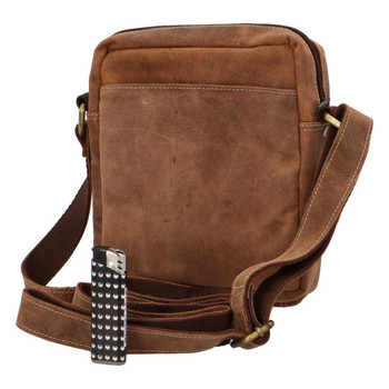 Pánska kožená crossbody taška svetlo hnedá brúsená - WILD Abilio