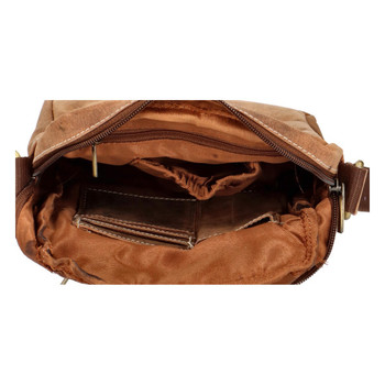 Pánska kožená crossbody taška svetlo hnedá brúsená - WILD Abilio