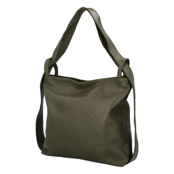 Dámska kožená kabelka cez plece khaki - ItalY Armáni