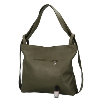 Dámska kožená kabelka cez plece khaki - ItalY Armáni