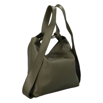 Dámska kožená kabelka cez plece khaki - ItalY Armáni