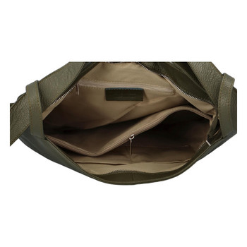Dámska kožená kabelka cez plece khaki - ItalY Armáni