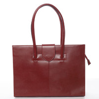 Elegantná a módna dámska kožená kabelka tmavo červená - ItalY Alison