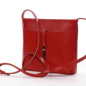 Dámska kožená crossbody kabelka červená - ItalY Aneta