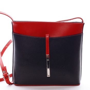 Dámska kožená crossbody kabelka čierno-červená - ItalY Aneta