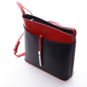 Dámska kožená crossbody kabelka čierno-červená - ItalY Aneta