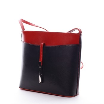 Dámska kožená crossbody kabelka čierno-červená - ItalY Aneta