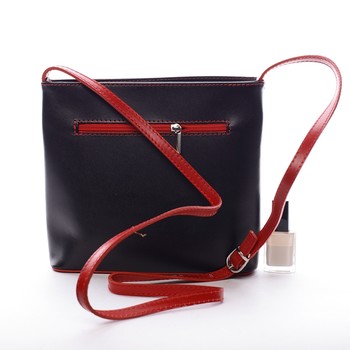 Dámska kožená crossbody kabelka čierno-červená - ItalY Aneta