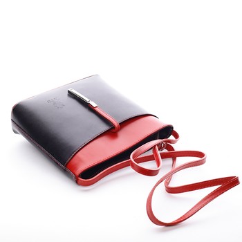Dámska kožená crossbody kabelka čierno-červená - ItalY Aneta