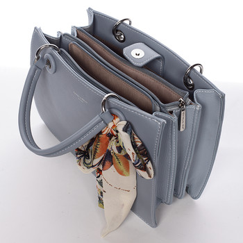 Luxusná svetlo modrá kabelka do ruky s šatkou - David Jones Ledell