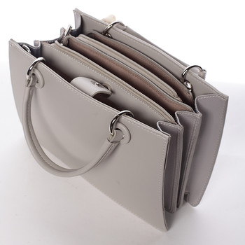 Luxusná svetlo šedá kabelka do ruky s šatkou - David Jones Ledell