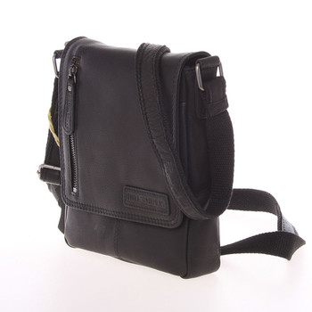 Malý pánsky kožený messenger čierny - Hill Burry Titus