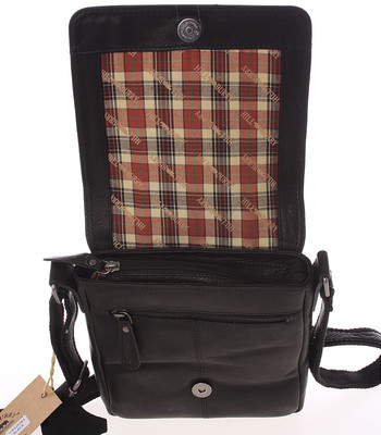 Malý pánsky kožený messenger čierny - Hill Burry Titus