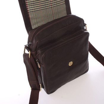 Módna pánska kožená taška cez plece hnedá - SendiDesign Sage