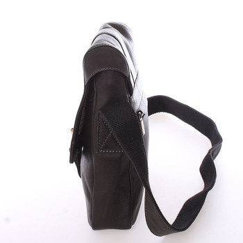 Stredná pánska kožená crossbody taška čierna - SendiDesign Lysander