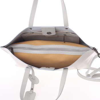 Dámska kožená kabelka svetlo šedá - ItalY Jordana