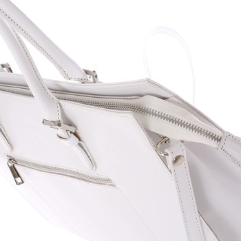 Moderná elegantná dámska kožená kabelka biela - ItalY Madelia