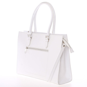 Moderná elegantná dámska kožená kabelka biela - ItalY Madelia