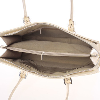 Moderná a elegantná dámska kožená kabelka béžová - ItalY Madelia