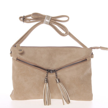 Moderná dámska crossbody kabelka taupe - Just Dreamz Makenna