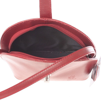 Malá dámska červená kožená crossbody kabelka - Italo Zerena