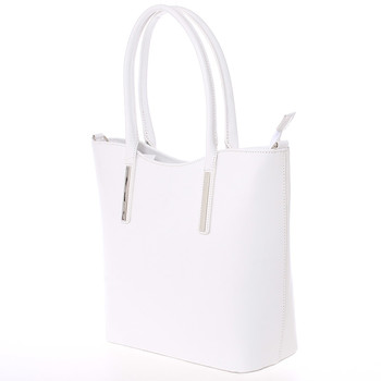 Elegantná biela kožená kabelka cez rameno - ItalY Madeline