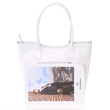 Elegantná biela kožená kabelka cez rameno - ItalY Madeline