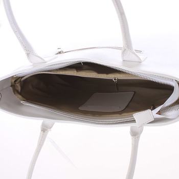 Elegantná biela kožená kabelka cez rameno - ItalY Madeline