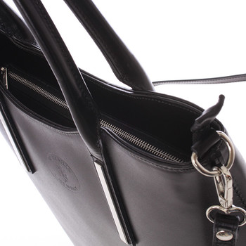 Elegantná čierna kožená kabelka cez rameno - ItalY Madeline