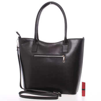 Elegantná čierna kožená kabelka cez rameno - ItalY Madeline