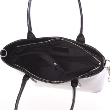 Elegantná čierna kožená kabelka cez rameno - ItalY Madeline