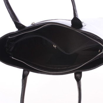 Elegantná čierna kožená kabelka cez rameno - ItalY Madeline